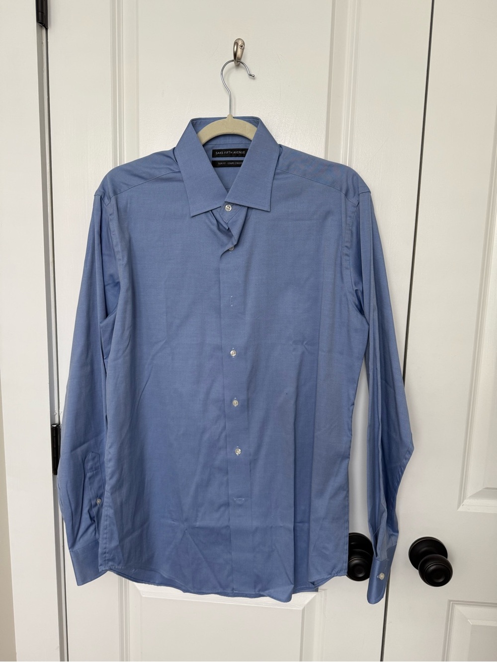 Saks Fifth Avenue Light Blue Mens Dress Shirt - Button Front